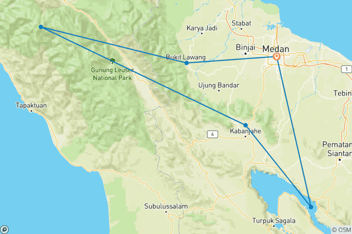 Map of Sumatra Adventure (6 destinations)