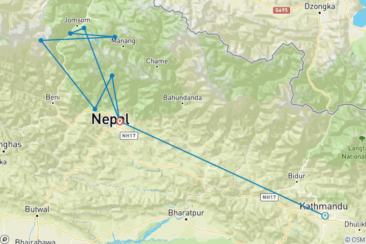 Karte von Dhampus / Thapa Peak Besteigung