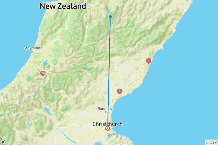 Carte du circuit Aventure sauvage de Nouvelle-Zélande de refuge en refuge