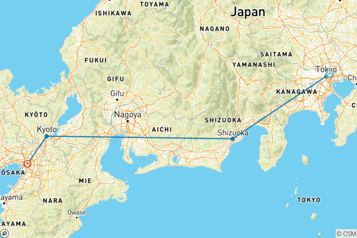 Map of Japan Highlights (4 destinations)