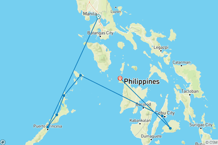 Carte du circuit Expédition aux Philippines - 23 jours - One Life Adventures