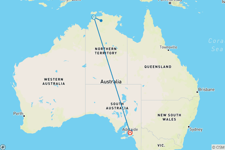 Map of Central Australia and The Ghan