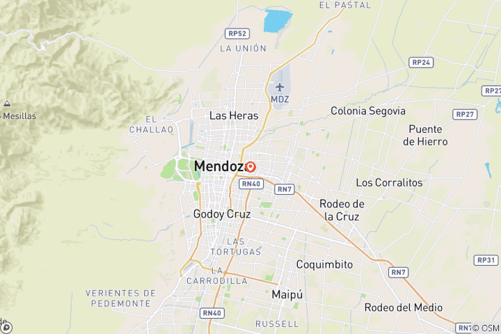 Map of 4 Days Wine and Mountain Tour in Mendoza with Private Transfer