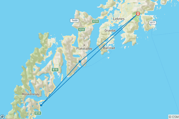 Map of Sailing and hiking in the glow of the midnight Sun