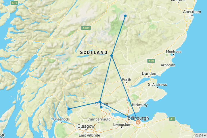 Mapa de Escocia Clásica: De Edimburgo a las Tierras Altas