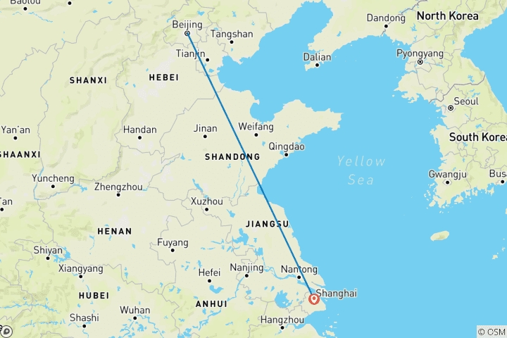Map of 6 Days Beijing & Shanghai Tour: Luxury China Small Group & High-end Hotels