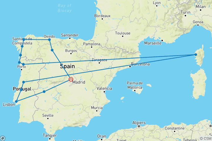 Carte du circuit Le meilleur de la Galice Espagne & Portugal - 10 jours