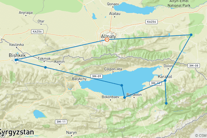 Mapa de Premium Kazajstán y Kirguistán