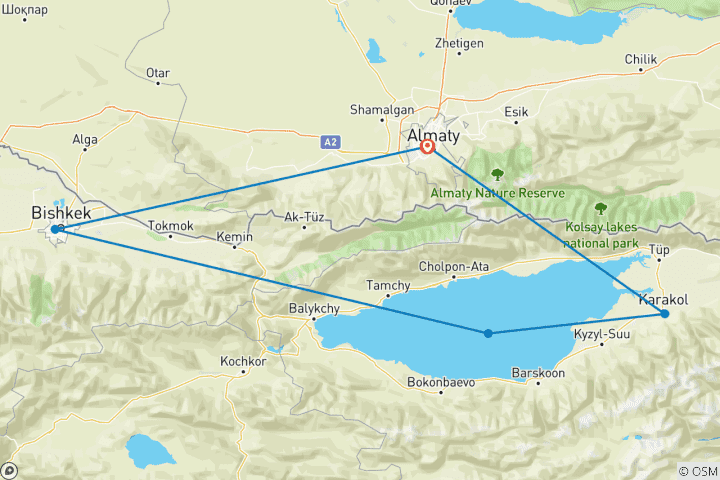 Map of Premium Kazakhstan and Kyrgyzstan