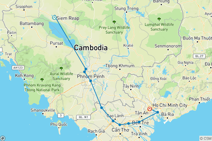 Map of Wonders of Cambodia, Vietnam & the Mekong 2025-2026|2026-2027