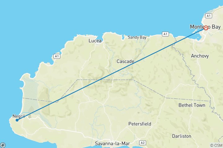 Carte du circuit Jamaïque - Caraïbes & Conservation