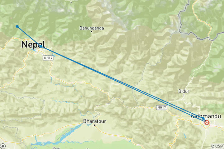 Map of One Week in Nepal