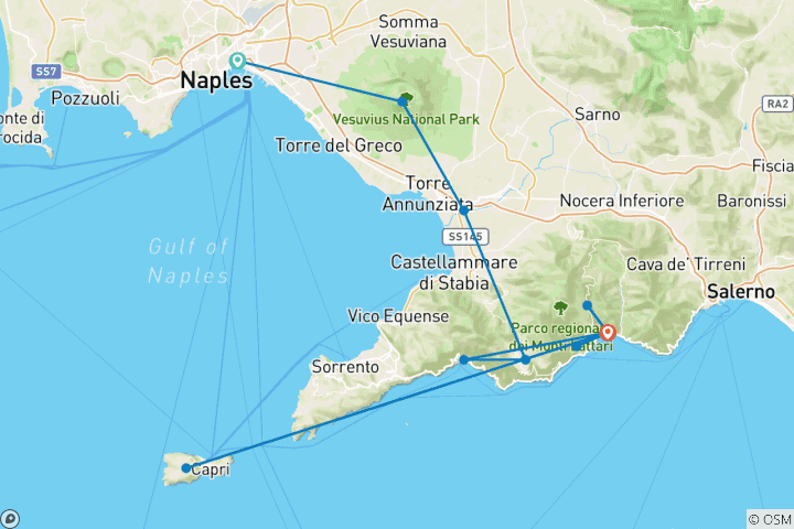 Map of Amalfi Coast: Hike & Kayak (12 destinations)