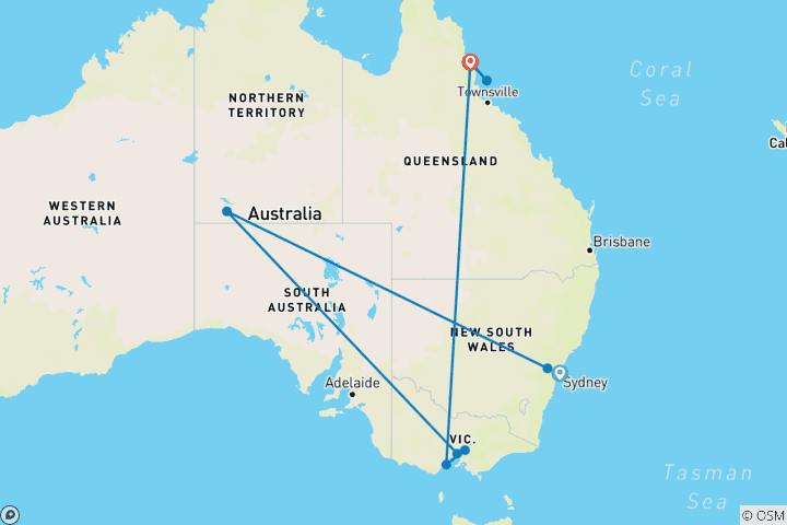 Carte du circuit Points forts de l'Australie