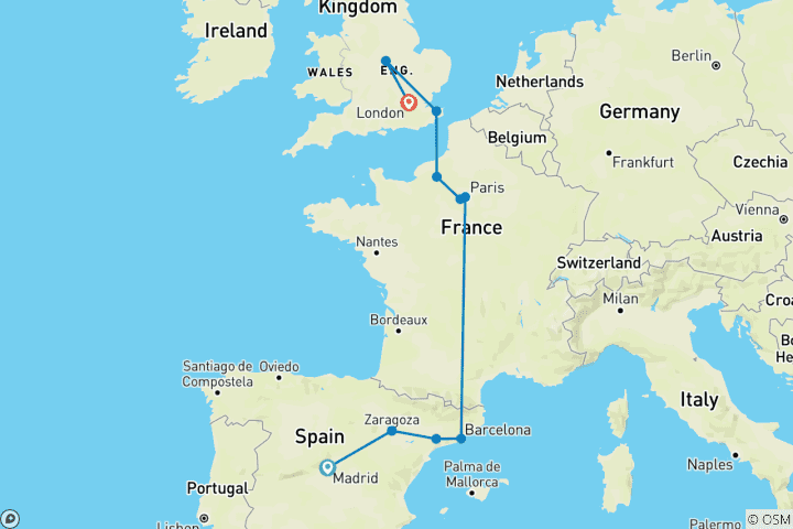 Map of A Virtuous Line (11 destinations)