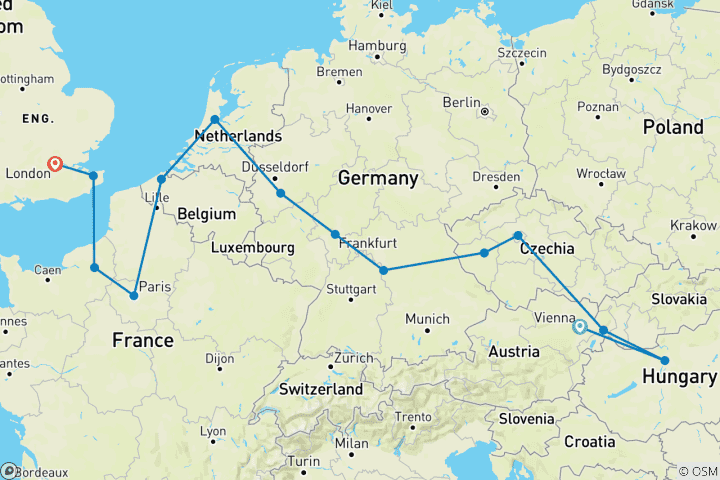 Map of From East to West with London (14 destinations)