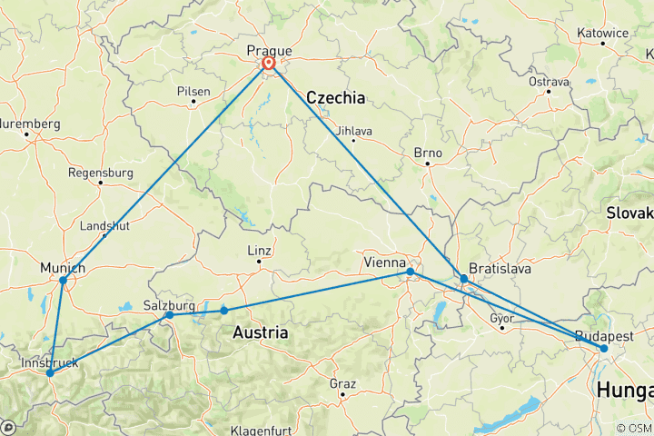 Map of Central European Ring (including Traunsee)