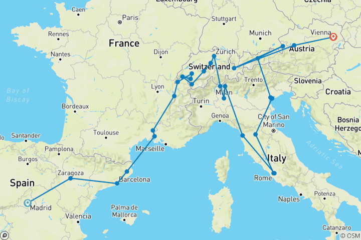 Map of A Fantastic Route (32 destinations)