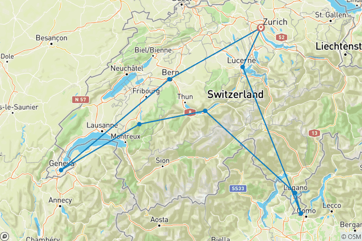 Map of Swiss Capitals