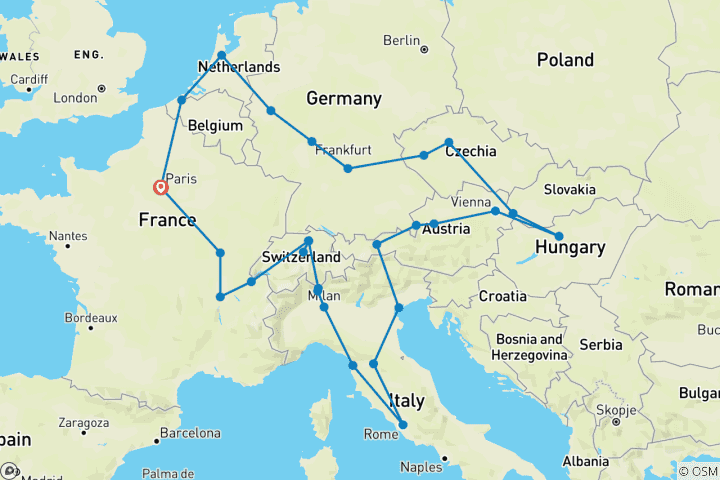 Map of European Ring (28 destinations)