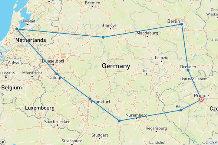 Map of Prague and Germany