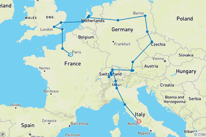 Map of Jewels of Europe (29 destinations)