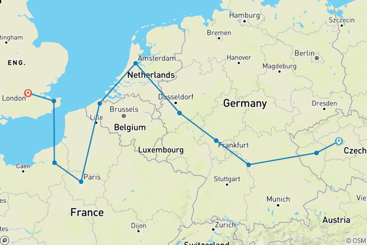 Carte du circuit Mélodie nostalgique (11 destinations)