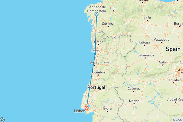 Map of Portugal Real Food Adventure, featuring Galicia (3 destinations)