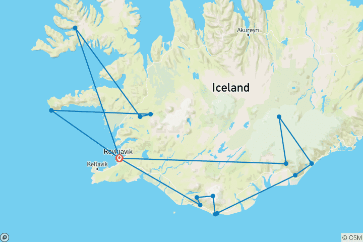 Map of Iceland Winter Express - 4 days