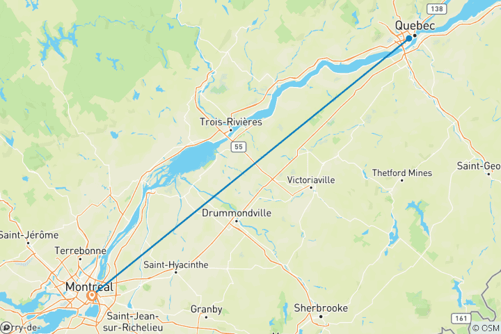 Map of Christmas Markets of Montreal and Quebec City (2026)