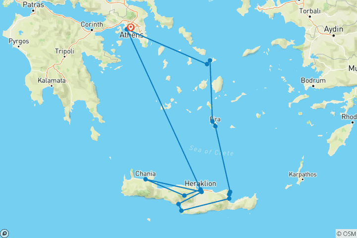 Carte du circuit Athènes et les îles grecques