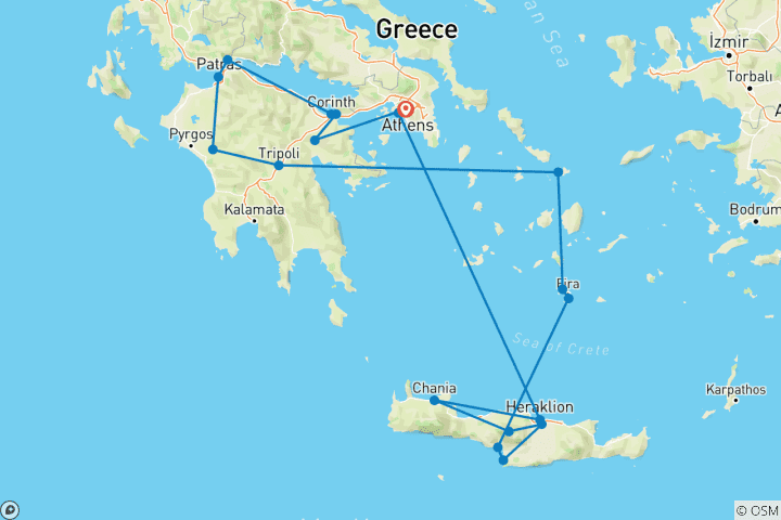 Map of Athens, Peninsula, and Greek Islands