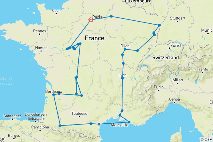 Map of Enchanted France (30 destinations)