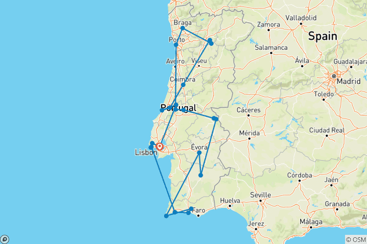 Map of Complete Portugal ROT (23 destinations)