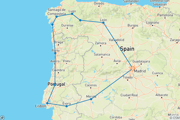 Karte von Hauptsache Spanien und Portugal (12 Destinationen)