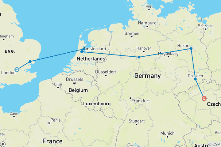 Carte du circuit Voyage en Europe