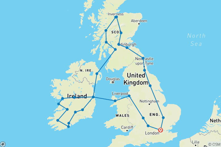 Map of Extensive United Kingdom and Ireland