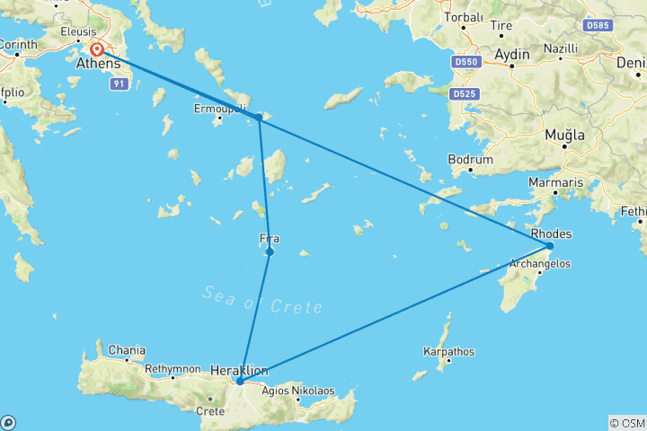 Map of Essential Greece with Mykonos