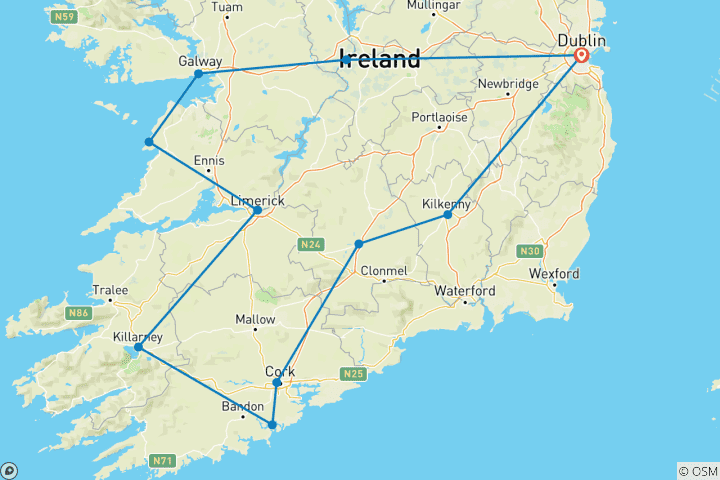 Carte du circuit Grand tour d'Irlande