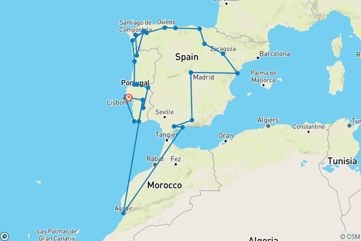 Map of Iberian Circuit (46 destinations)