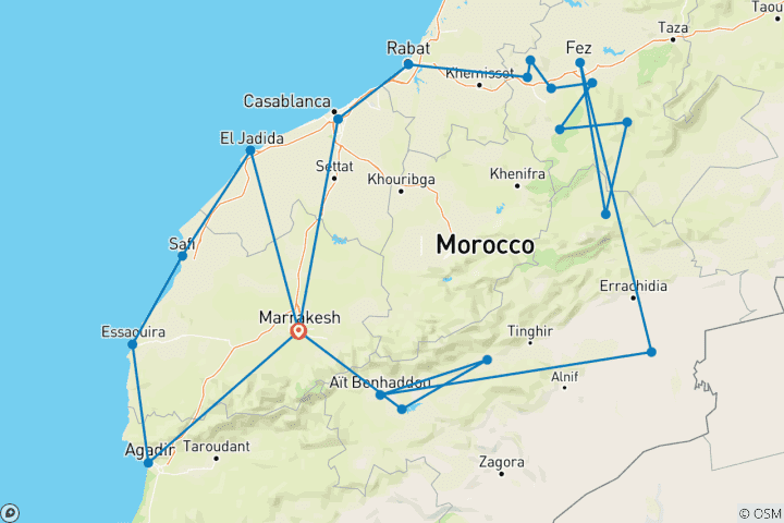 Map of From the Ocean to Desert (21 destinations)