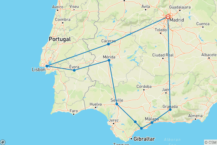 Karte von Iberischer Ring (11 Destinationen)