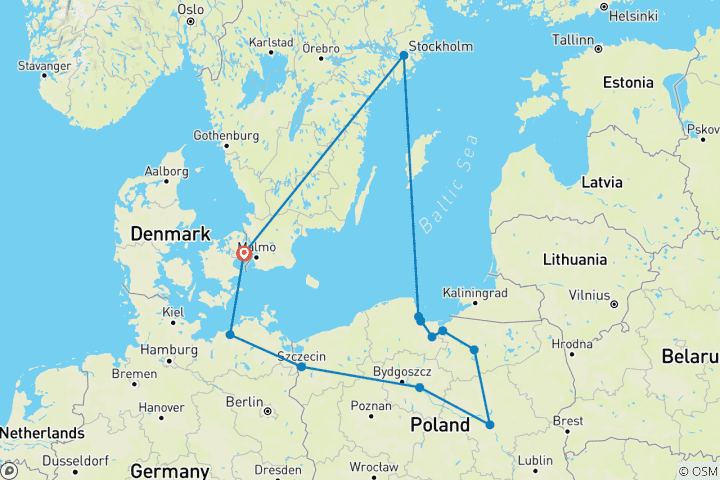 Map of Nordic Gems and Poland End Copenhagen