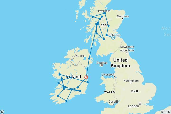 Map of Scotland and Ireland