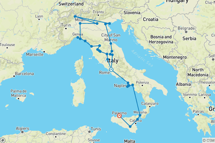 Map of Tutta Italia With Beautiful Campania and Sicily (including Lake Maggiore)