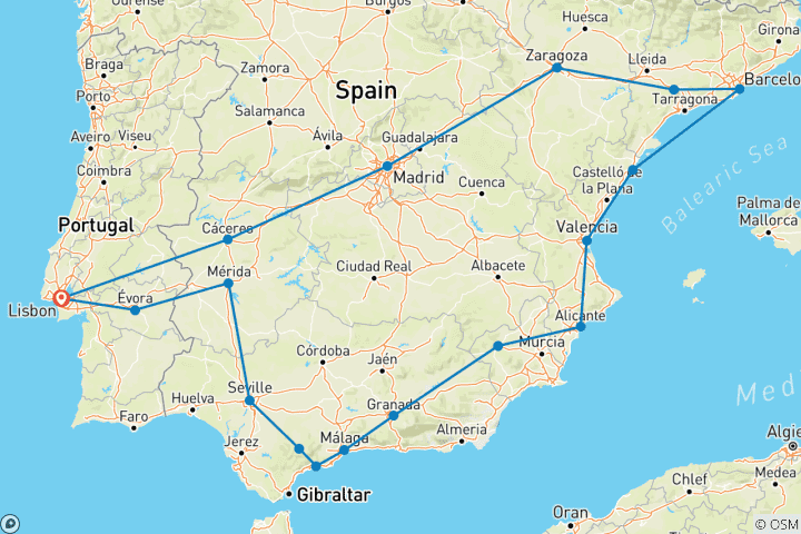 Map of Spanish soul and Lisbon