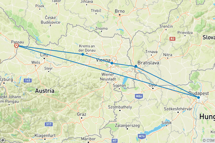 Kaart van Donau oudejaarsavond 2025