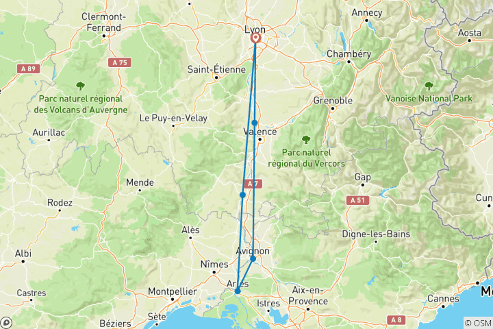 Karte von Rhône Route Provence 2027 - A-Rosa Luna
