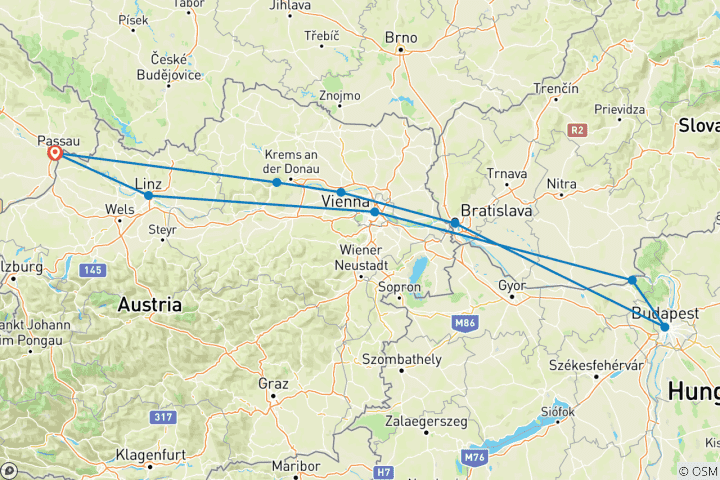 Mapa de Panorama de las Ciudades del Danubio 2025