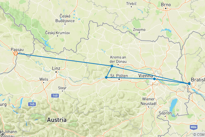 Karte von Donau Weihnachtstraum 2025 (7 Destinationen)